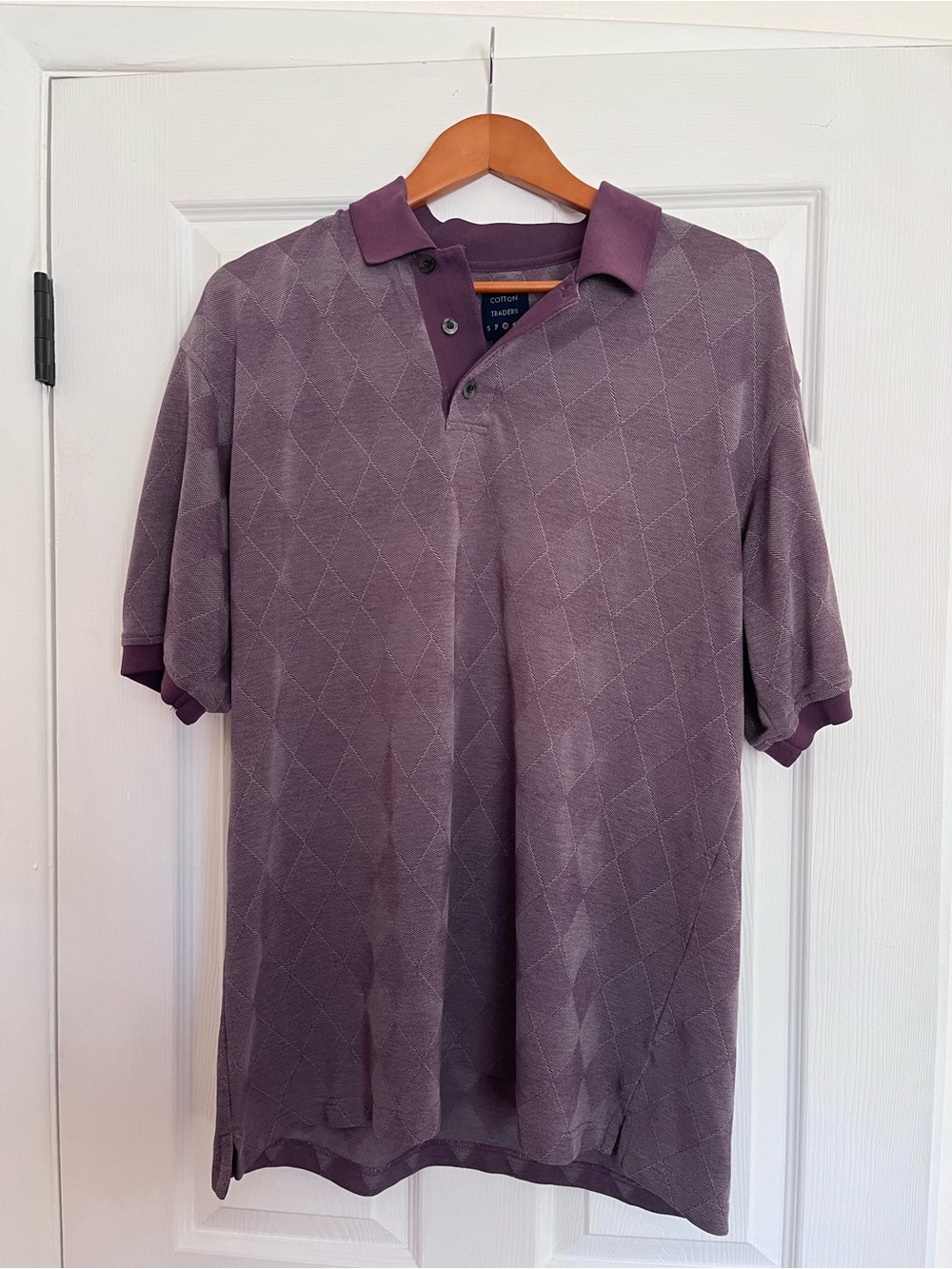 Cotton Traders • Men's Purple Diamond-Pattern Polo Shirt